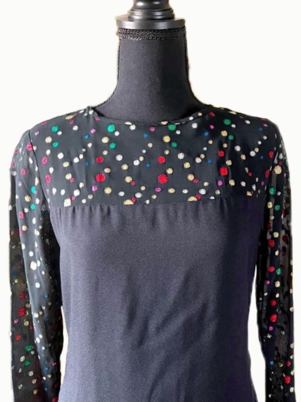 1970s Cocktail shift dress with lurex bubbles/dots